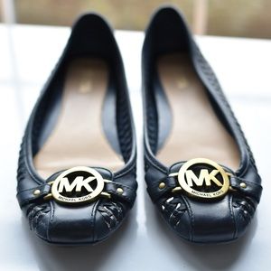 Michael Kors Navy Flat with Gold MK